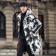 男裝羽絨服冬季中長款加厚90% 白色鴨絨羽絨服男連帽時尚純色派剋大衣BAXN 歷史價格詳細信息