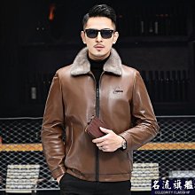 山羊皮皮衣男真皮皮衣中老年爸爸商務休閑海寧春秋冬皮夾克外套A881471 歷史價格詳細信息