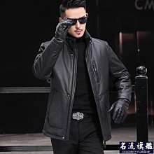海寧真皮皮衣男冬季中長款連帽綿羊皮羽絨服男士新款加厚修身外套-名流 歷史價格詳細信息