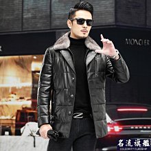 冬季新款男士皮衣皮夾克羽絨服短款狐貍毛領青年修身休閑外套-毛毛男裝 歷史價格詳細信息