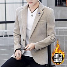 男士毛呢外套 毛呢西裝男 西裝外套 商務西裝 西裝領男士毛呢外套春秋季新款韓版休閒時尚短版毛呢大衣外套男潮-時尚男裝 歷史價格詳細信息