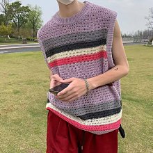 毛衣馬甲 M2XL 韓版新款V領拼色波紋無袖馬甲毛衣 學生寬松百搭秋冬針織打底衫 歷史價格詳細信息