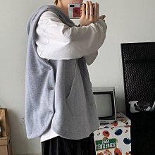 連帽大學T馬甲男 2024秋冬季素色日系疊穿外套背心 日系寬鬆上衣男女-來可家居 歷史價格詳細信息