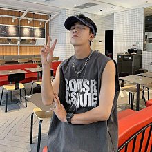 男背心 運動背心 上衣 背心男 夏季寬松休閑無袖背心時尚潮款坎肩t恤男運動籃球坎袖背心帥氣 背心強推 歷史價格詳細信息