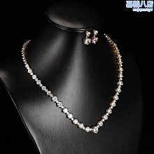 新款新娘結婚婚紗配飾項鍊耳環兩件套裝宴會禮服飾品水鑽韓式大氣 pndb 歷史價格詳細信息