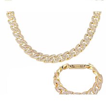 嘻哈鋯石古巴鏈戒指8mm鑲鋯石電鍍真金潮流男士戒指配飾-哈囉好物 歷史價格詳細信息