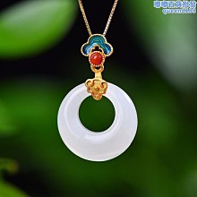 s925銀項鍊配南紅珠復古925銀鑲天然和田白玉如意玉鎖吊墜 歷史價格詳細信息