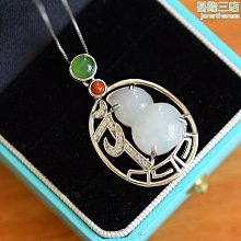 天然和田白玉碧玉南天門吊墜掛件毛衣鏈S925通體銀烤藍古法~滿200元發貨 歷史價格詳細信息