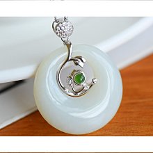 s925銀鑲和田玉白玉配碧玉橢圓面吊墜女款復古簡約大氣項墜 歷史價格詳細信息