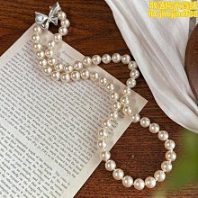 施家珍珠8字扣雙層疊帶玻璃珍珠項鍊可拆分一款多戴麻灰色毛衣鏈 歷史價格詳細信息