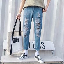 夏季薄款破洞牛仔馬甲男韓版修身青少年休閑百搭無袖坎肩背【超齡男裝】 歷史價格詳細信息