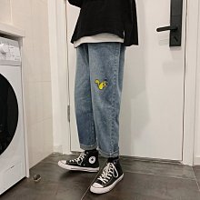 下殺-香港日系松緊腰褲子男士淺新色九分牛仔褲夏季休閒寬松新品束腳哈倫褲男 歷史價格詳細信息