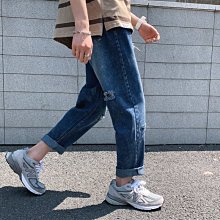 牛仔褲男夏季潮ins破洞闊腿寬鬆直筒褲美式高街休閒鬆緊腰九分褲 牛仔褲 長褲男（KA5028）【壹號站】 歷史價格詳細信息