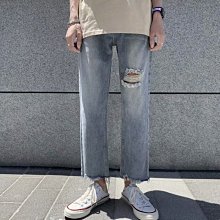 牛仔褲男直筒毛邊寬松褲子chic韓風潮百搭ins港風9復古懷舊九分褲【zero潮流屋】 歷史價格詳細信息