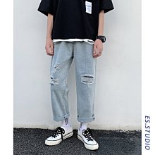 夏季薄款淺色九分牛仔褲寬松男士潮牌韓版潮流修身小腳褲子痞帥 歷史價格詳細信息