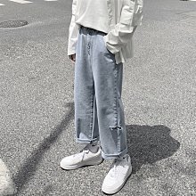 下殺-牛仔褲男個性破洞毛邊寬松新直筒正韓夏裝青少年ins新品時尚薄款九分褲 歷史價格詳細信息