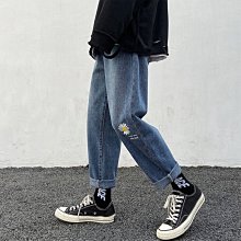 牛仔褲春季新款潮流帥氣直筒寬鬆美式街頭高街百搭黑色多口袋男潮 歷史價格詳細信息