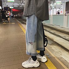 新款漸變色牛仔褲男直筒寬鬆設計感小眾褲子嘻哈高街痞帥炸街闊腿 歷史價格詳細信息