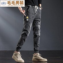 牛仔褲男士3新款夏季寬鬆青年小直筒褲潮牌彈力休閒長褲子男裝-毛毛男裝 歷史價格詳細信息