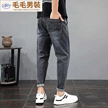 春夏季束腳牛仔褲男 潮牌學生工裝哈倫褲 寬鬆韓版潮流百搭鬆緊褲子 工裝褲 工作褲 男生長褲 休閒褲 運動褲 束口褲 歷史價格詳細信息