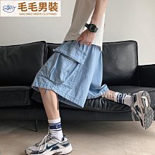 ins工裝牛仔短褲男五分褲寬鬆嘻哈外穿夏季薄款五分褲馬褲 歷史價格詳細信息