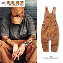 工裝揹帶褲男女大尺碼潮牌復古大口袋吊帶寬褲直筒牛仔褲子-鑫星精選 歷史價格詳細信息