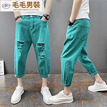 牛仔短男 休閑百搭短 夏天短 男生短  五分 潮寬松直筒男潮流青春流休閑慵懶水洗五分夏季中牛 歷史價格詳細信息