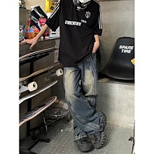 DAY NY美式復古高街水洗微喇漸層牛仔褲男女闊腿顯瘦百搭長褲潮牌 歷史價格詳細信息