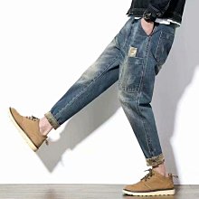 九分褲 寬鬆 牛仔褲男 哈倫 男生褲子 褲子牛仔褲 牛仔長褲 縮口褲 鬆緊休閒褲 休閒長褲  (CJK28【FIZZE】 歷史價格詳細信息