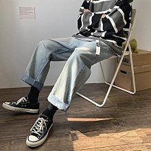 長褲 休閒長褲 休閒褲 褲子 寬褲秋冬潮牌破洞牛仔褲男美式高街水洗做舊褲腳拉鍊長褲-潮男服飾 歷史價格詳細信息