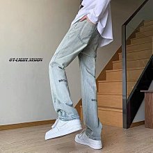 港風牛仔褲男士微彈高腰潮流水洗寬鬆做舊拉鏈潮流休閒 歷史價格詳細信息