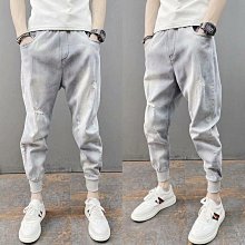 牛仔褲男 束腳褲 牛仔小腳褲 男生長褲 縮口牛仔褲 休閑褲男 韓版長褲 百搭小腳長褲 韓版九分工裝褲男 男生衣著 歷史價格詳細信息