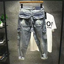 【潮派衣櫥】男士牛仔褲 多口袋牛仔褲 寬鬆加肥加大碼長褲子 男潮流嘻哈大碼街舞滑板褲 歷史價格詳細信息
