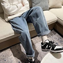 男牛仔寬鬆男長褲牛仔長褲。新款夏款潮流【Q0808】 鬆緊腰抽繩牛仔褲男薄款港風褲子百搭潮流直筒褲寬鬆闊腿長褲-潮流精選 歷史價格詳細信息