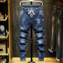 韓國潮牌男士牛仔褲男秋冬新款彈力微寬鬆緊身窄管超柔彩底牛仔長褲-潮流精選 歷史價格詳細信息