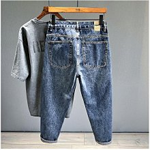 大尺碼牛仔褲大尺碼錐形褲哈倫牛仔褲特大尺碼150公斤歐洲站復古藍口袋窄管牛仔褲男士秋季鬆緊腰哈倫垮褲 歷史價格詳細信息