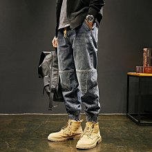 【潮派衣櫥】牛仔長褲 男 鬆緊腰牛仔褲男生秋季新款寬鬆寬褲子男士潮牌ins高街直筒長褲 歷史價格詳細信息