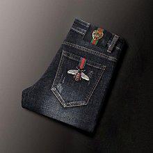 【潮派衣櫥】歐洲站印花牛仔褲男潮牌彈力窄管窄版緊身長褲春夏季薄款男褲流行青年長褲 歷史價格詳細信息