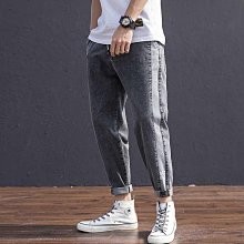 胖子松緊腰系帶加肥加大碼牛仔褲男束腳寬松休閑彈力長褲直筒 歷史價格詳細信息