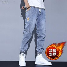 【潮派衣櫥】新品哈倫褲男牛仔褲束腳鬆緊腰破洞九分褲潮流胖子寬鬆抽繩蘿蔔褲 歷史價格詳細信息