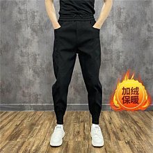 【潮派衣櫥】韓版潮流哈倫褲 休閒長褲 直筒寬鬆長褲 秋冬牛仔褲  秋冬季牛仔褲男寬鬆大尺碼直筒刷毛黑色束腳哈倫褲彈力男 歷史價格詳細信息