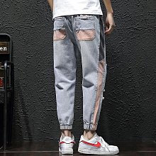 【潮派衣櫥】破洞牛仔褲男窄管寬鬆韓版潮流破褲子9分緊身春夏季薄九分褲 歷史價格詳細信息