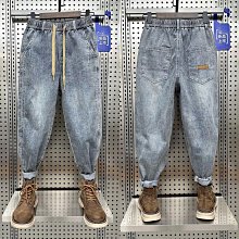 秋季韓版潮流寬鬆牛仔褲 丹寧大尺碼牛仔褲男士哈倫工裝束腳褲 休閒牛仔長褲 丹寧牛仔長褲 牛仔褲男 黑色牛仔褲 歷史價格詳細信息