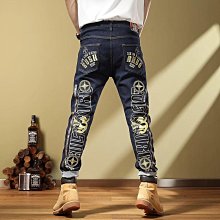【潮人衣櫃】牛仔褲男高級潮牌夏季薄款四條槓條紋緊身水洗窄管休閒牛仔長褲 歷史價格詳細信息