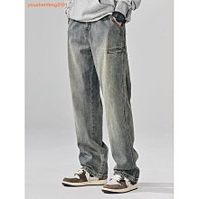 黃泥染牛仔庫男春夏季美式vibe復古高街長庫松緊寬松直筒闊腿庫 歷史價格詳細信息