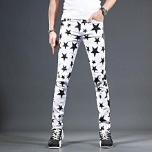 潮流時尚休閒印花牛仔褲男士高街國潮設計休閒直筒闊腿褲 歷史價格詳細信息