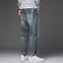 春秋水洗牛仔褲男士垂感華夫格直筒褲美式痞帥ins寬鬆闊腿拖地褲 歷史價格詳細信息