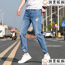 春夏男式新款牛仔褲男青少年韓版修身時尚百搭九分褲小腳男褲 Y931 歷史價格詳細信息