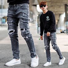 男裝NB0647J韓國製刷破抽鬚補丁合身彈性牛仔褲·晴子寶藏屋 歷史價格詳細信息