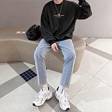 韓國 牛仔褲 水洗 微寬 九分 情侶 牛仔 水洗 寬褲 九分褲 牛仔長褲·晴子寶藏屋 歷史價格詳細信息